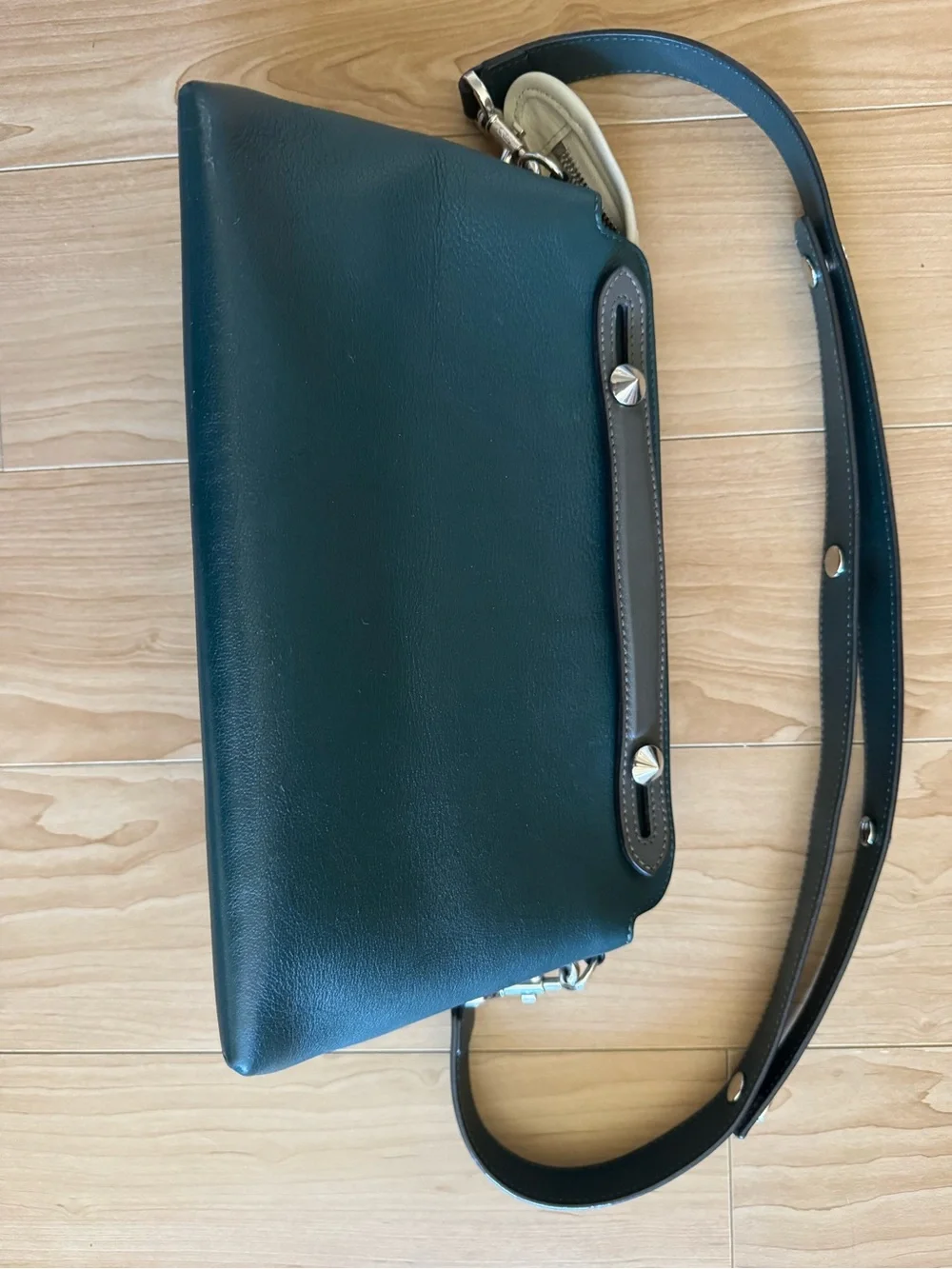 Fendi By The Way Satchel in Small, Dark Green Leather Crossbody with Pink Tag